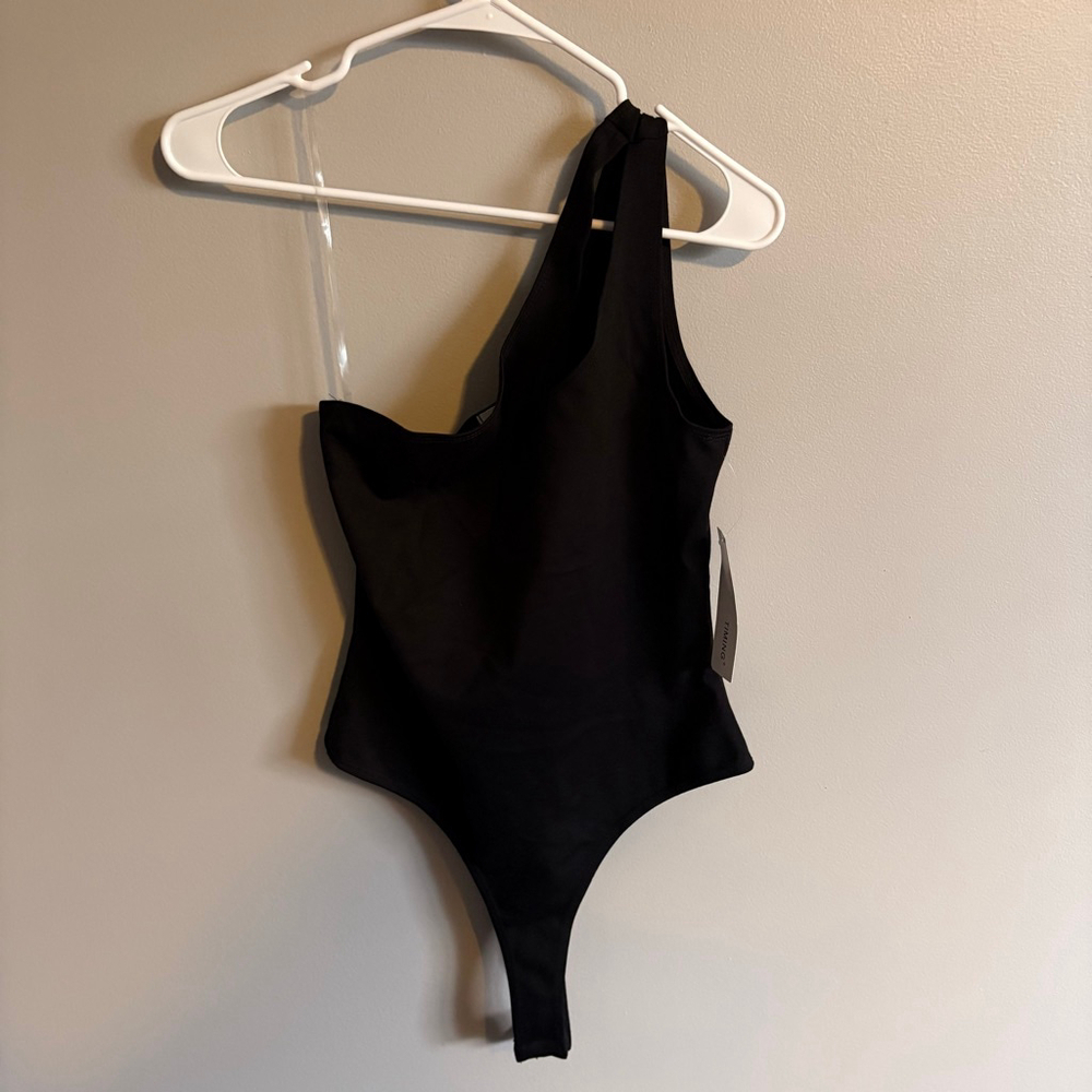 Women's TIMING Black‎ One-Shoulder Bodysuit L